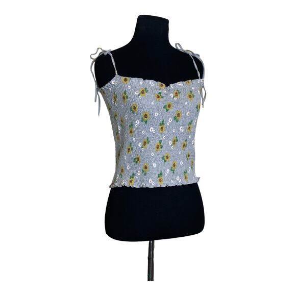 Gold Crush gray floral mock crop cami size large - Picture 7 of 8